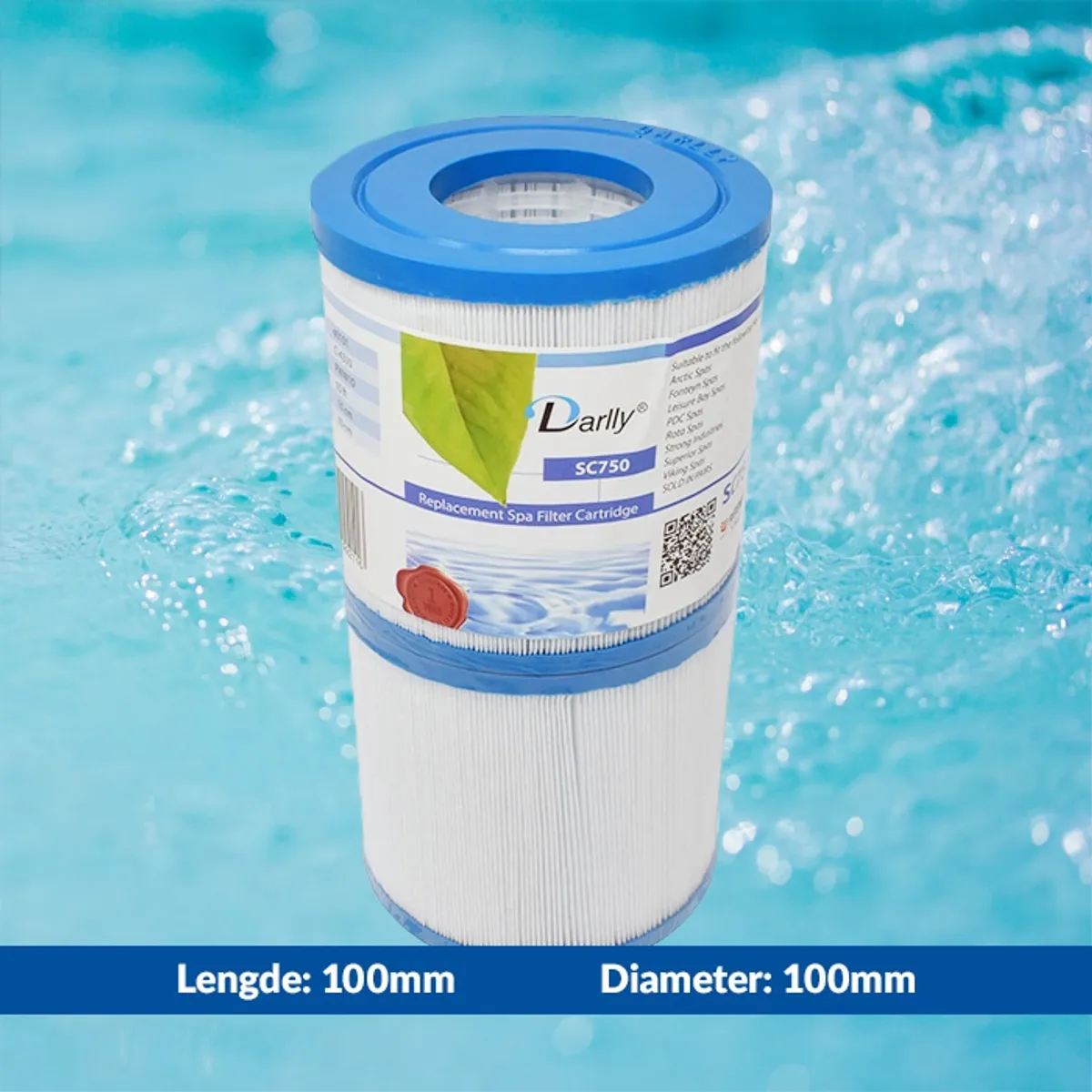 Spa filter 10 sq. ft. (x2) u/ gjenger, vaskbart 