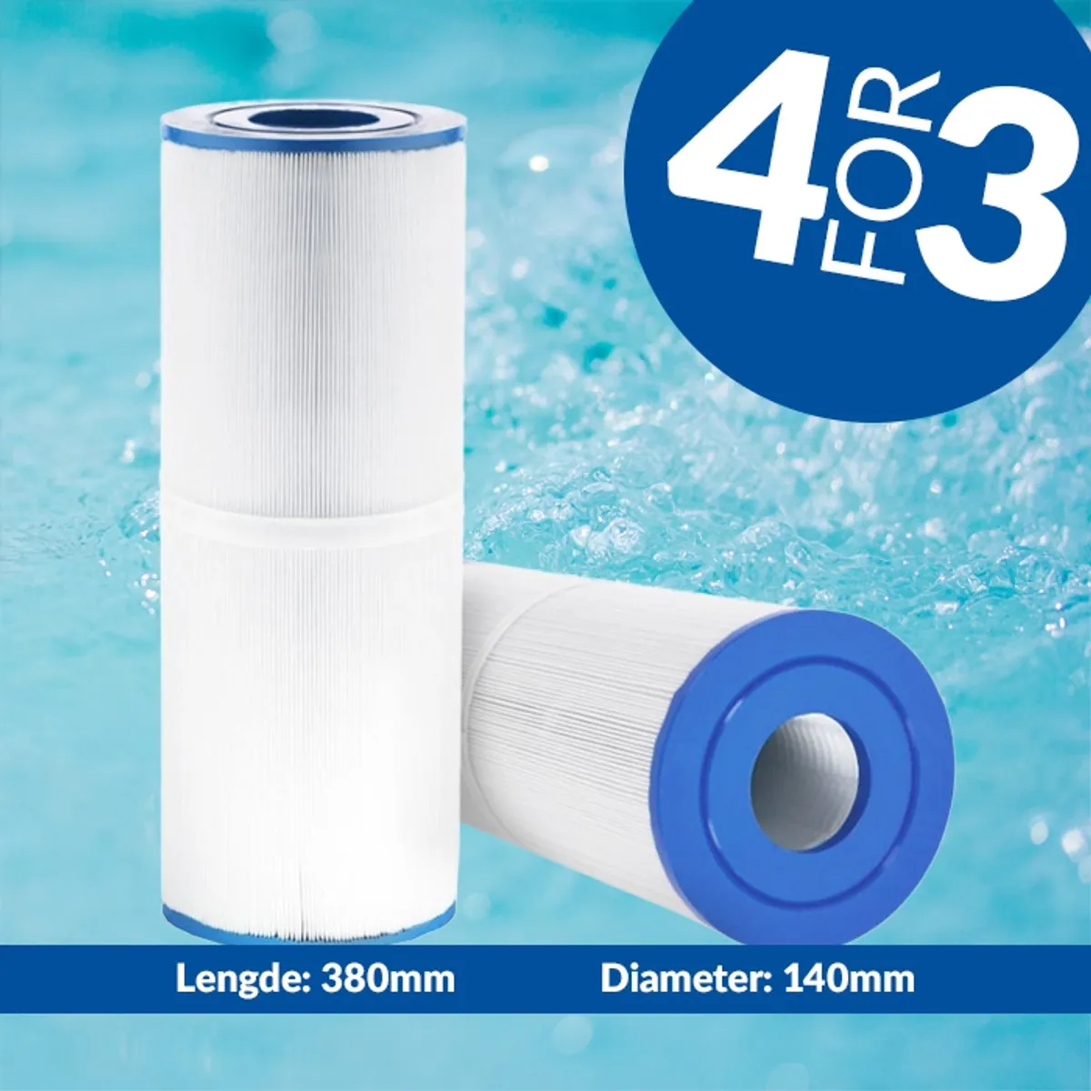 Spa filter 75 sq. ft. u/ gjenger, vaskbart, Cal, Maax m.m. (4pk)